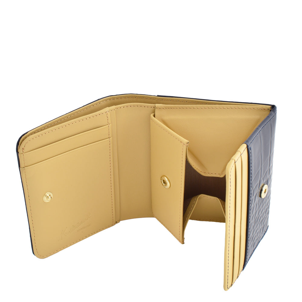 エナメル革ボックス型二つ折り財布 P-1082